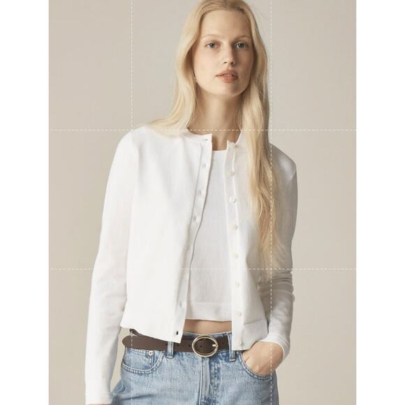 J.Crew Egyptian Cotton Jackie Cardigan WMNS S White Button Up Crewneck CJ755 LS - Picture 1 of 8